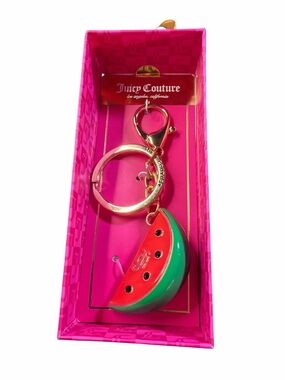 Juicy Couture Gold Hardware Pink & Green Watermelon Keychain
